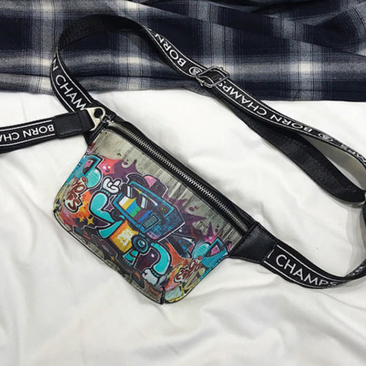 Hip Hop Fashion Graffiti Painted Crossbody Chest Bag