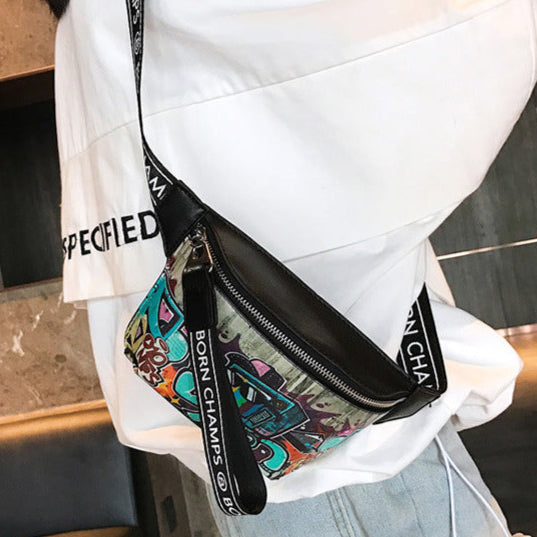 Hip Hop Fashion Graffiti Painted Crossbody Chest Bag