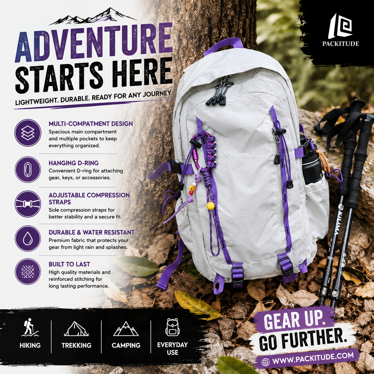30L Lightweight Hiking Backpack | Large Capacity Outdoor Travel & Trekking Bag