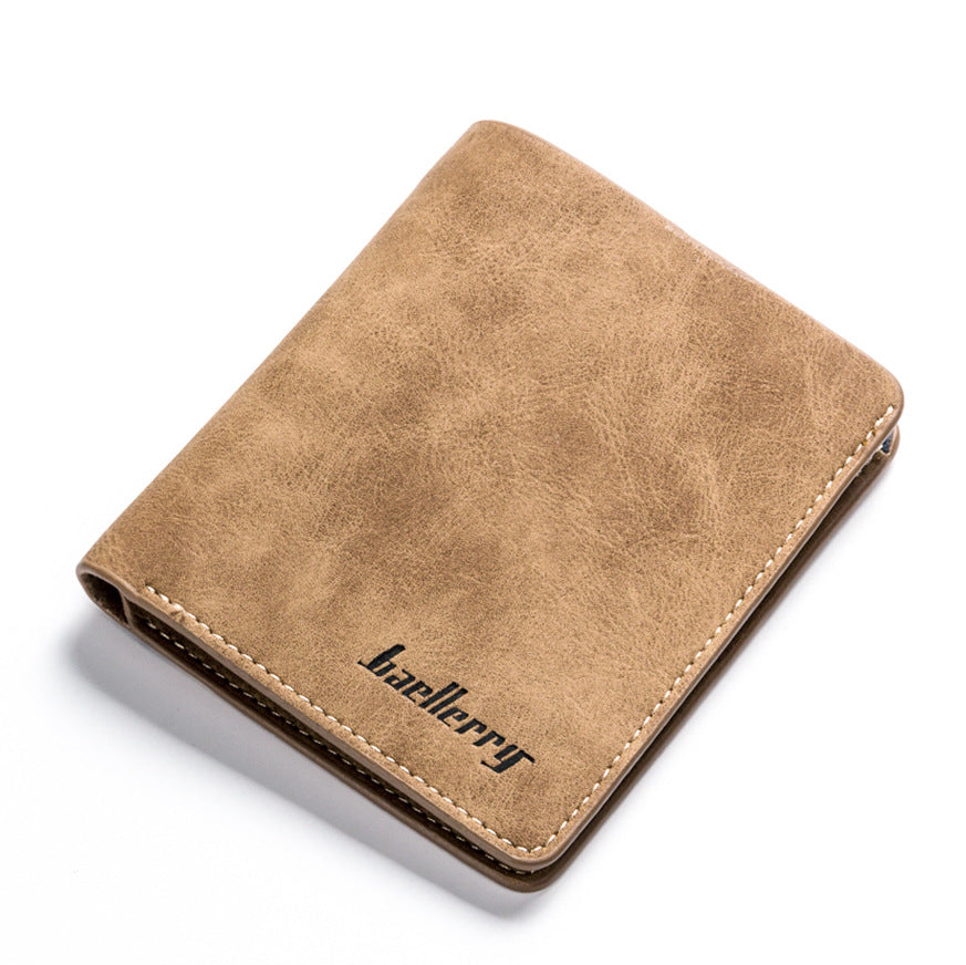 Retro Matte Bi Fold Vertical Men's wallet