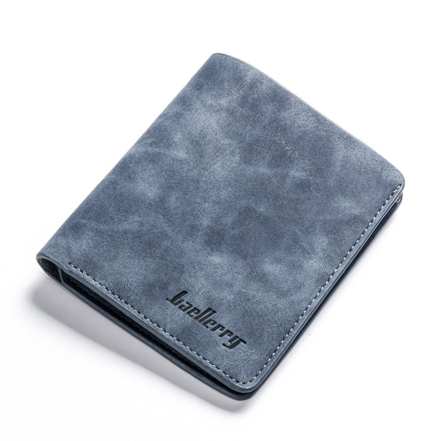 Retro Matte Bi Fold Vertical Men's wallet