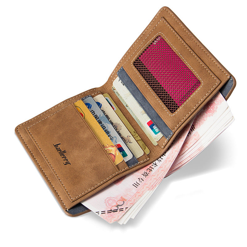 Retro Matte Bi Fold Vertical Men's wallet
