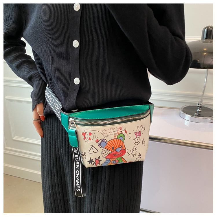 Premium Quality Graffiti Painted Compact Crossbody Bag
