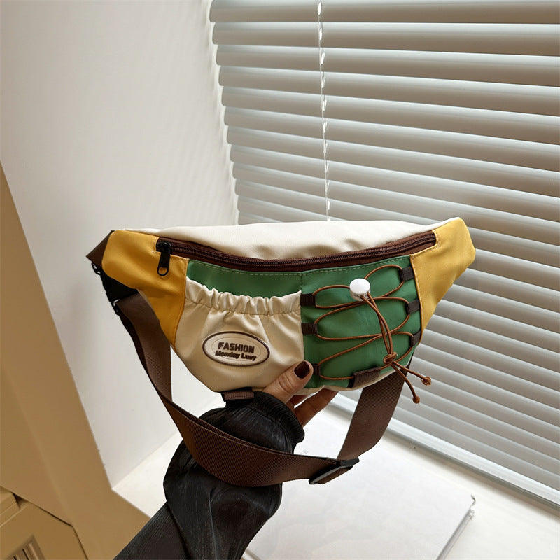 Vintage Utility Waist Bag Multi-Pocket Canvas Crossbody Sling Bag