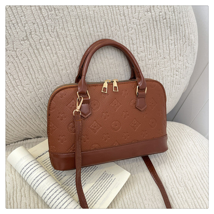 Womens Luxury Shell Crossbody Handbag | Elegant Embossed Top Handle Shoulder Bag