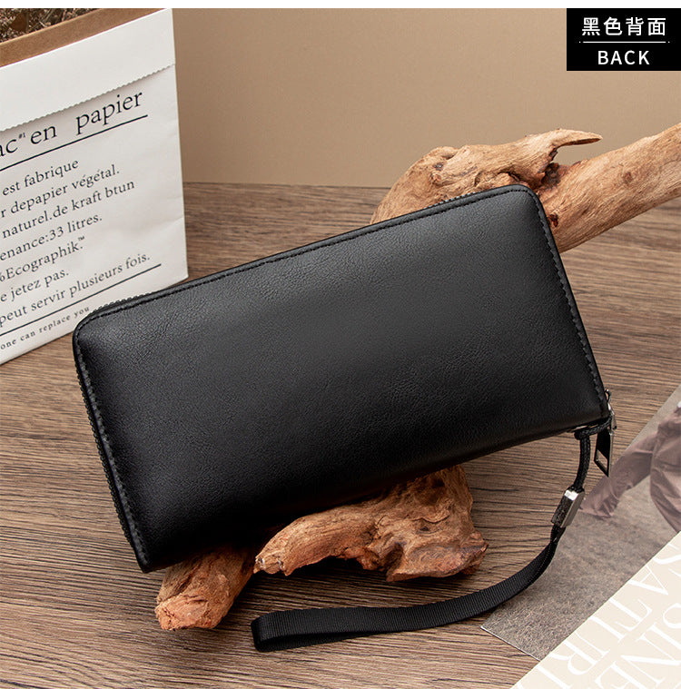Premium Men's Long Clutch Wallet with Wrist Strap