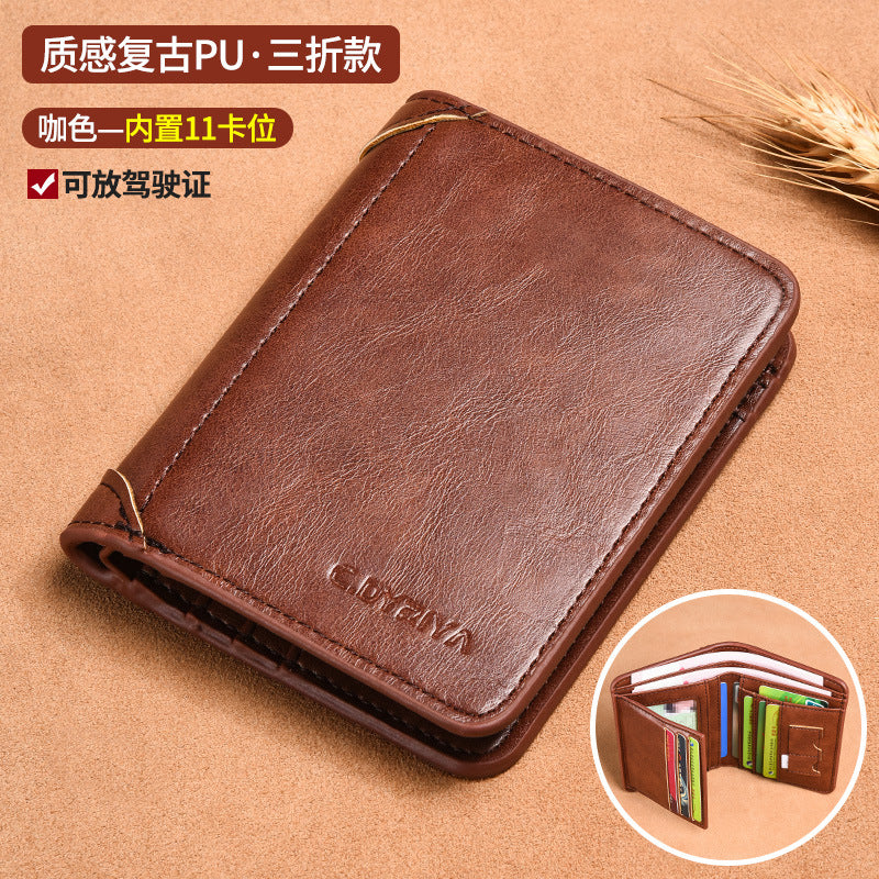 Multi Chambered Tri Fold Compact Wallet for Men