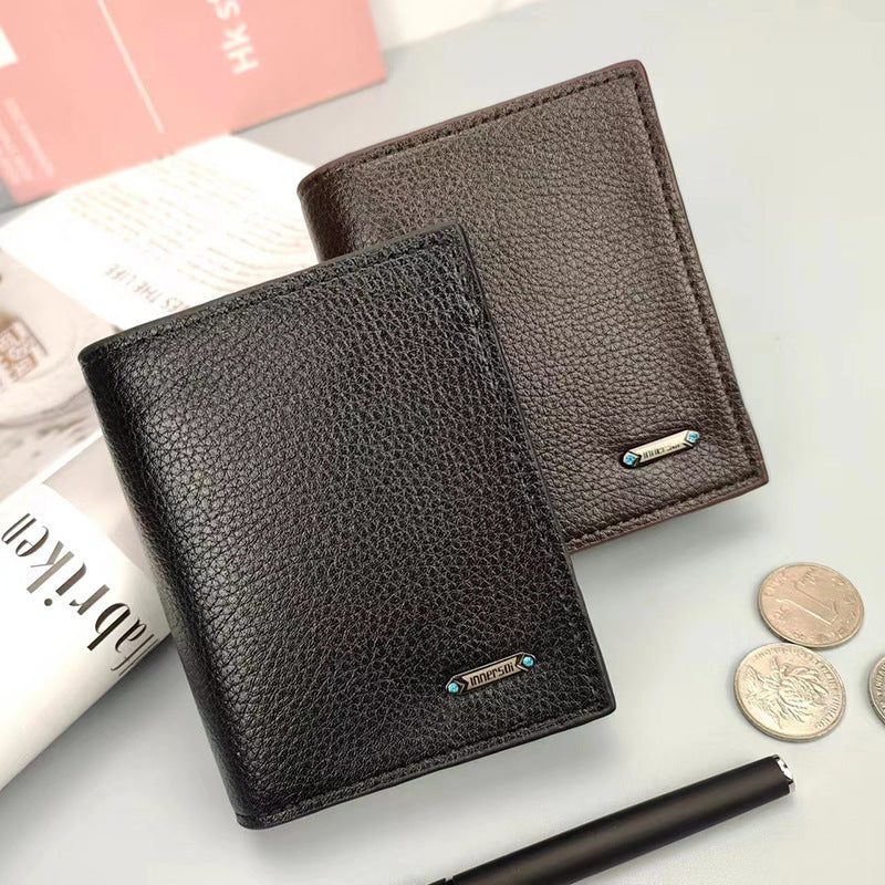 Men's thin vertical multi-card holder wallet