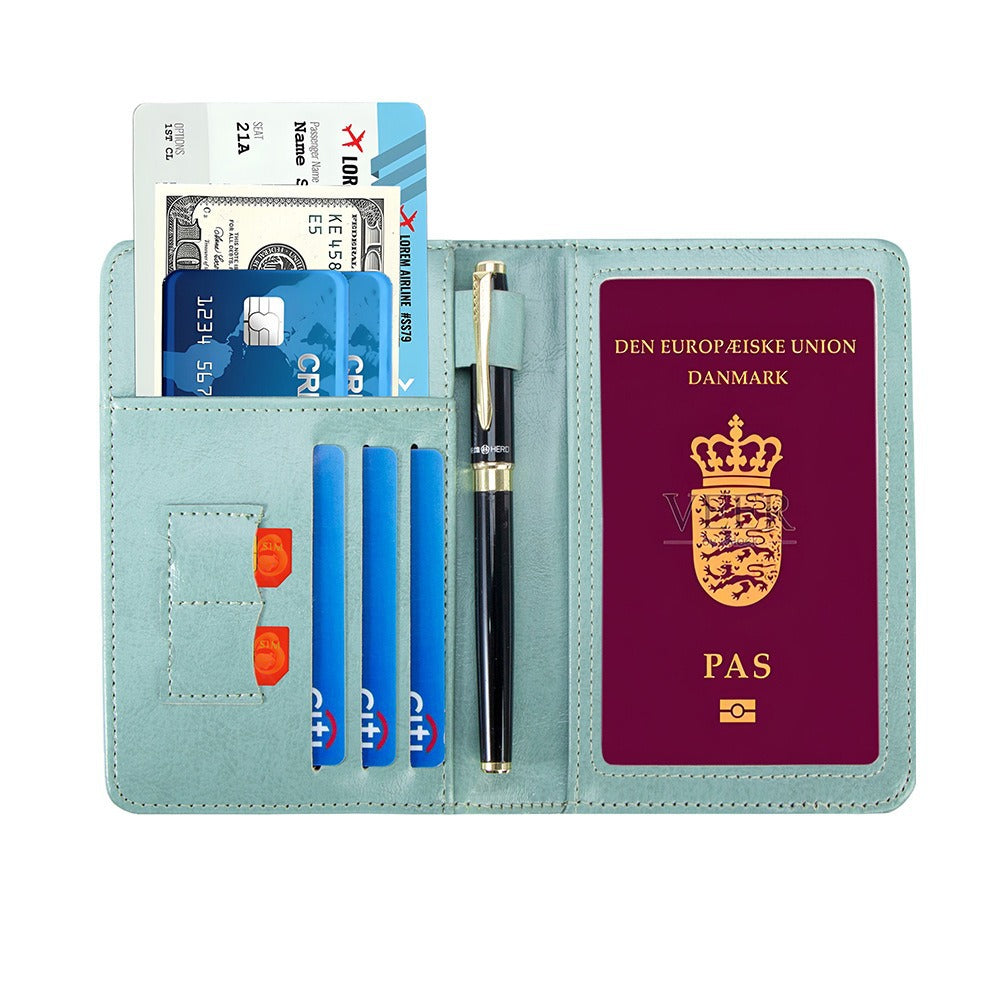 RFID protected Multi functional Bi Fold Passport Wallet