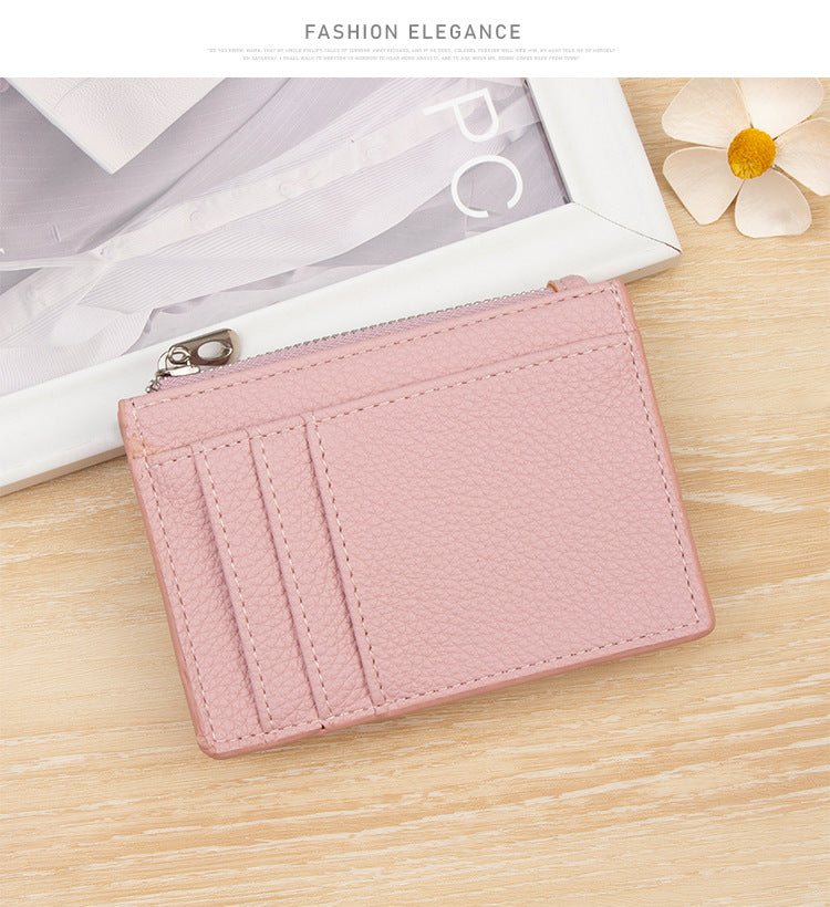 Slim PU Leather Card Holder Wallet | Zipper Coin Purse with Multi Card Slots