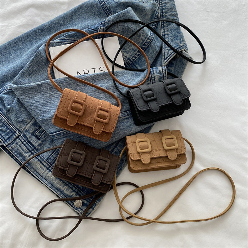Vintage Buckle Mini Crossbody Bag – Retro PU Leather Shoulder Bag
