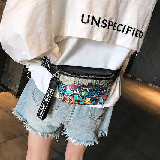 Hip Hop Fashion Graffiti Painted Crossbody Chest Bag