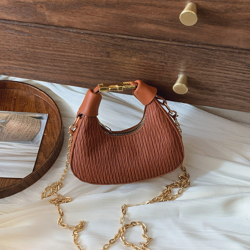 Womens Crescent Shoulder Bag | Premium Chain Strap Armpit Handbag for Daily Style