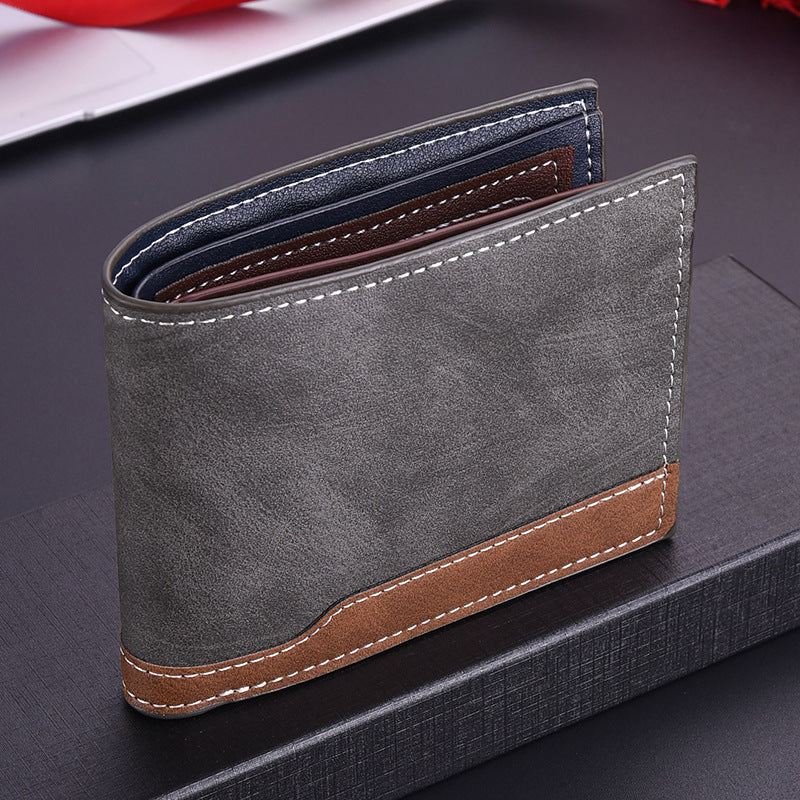 Horizontal Bi-fold PU leather Multi-Card Space Retro Men's Wallet
