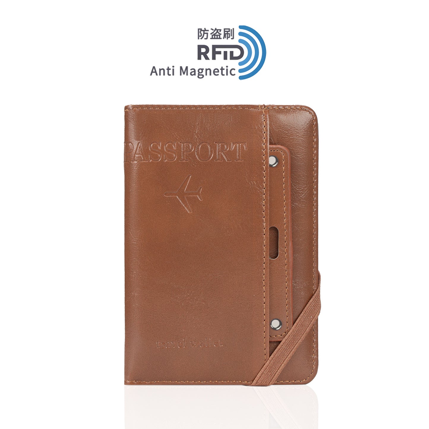 RFID protected Multi functional Bi Fold Passport Wallet