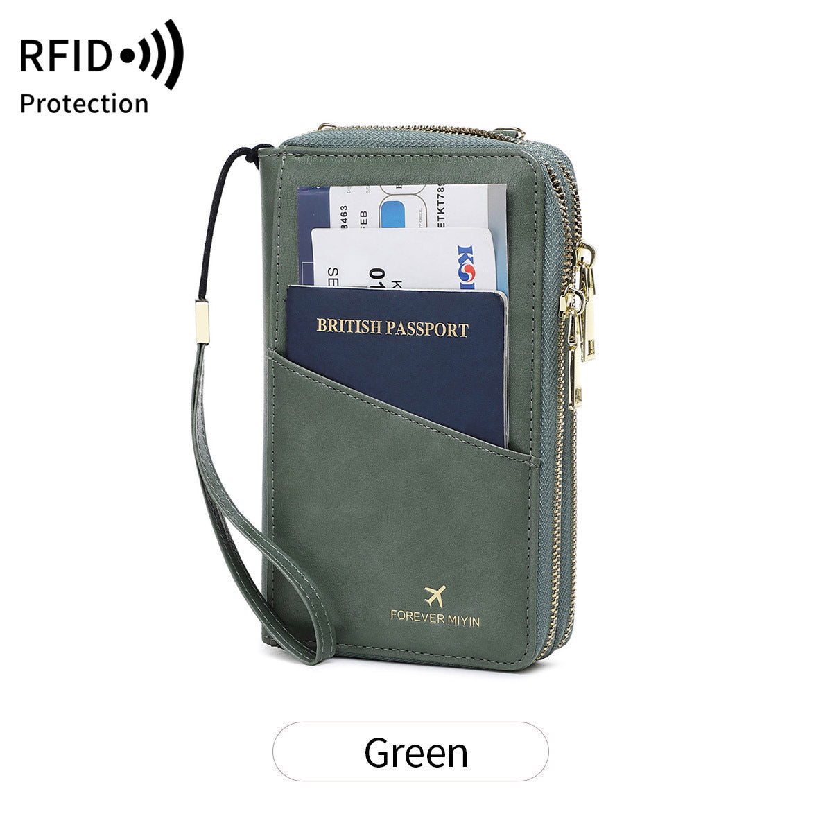 High Quality Multi Functional Double Zipper Passport Bag