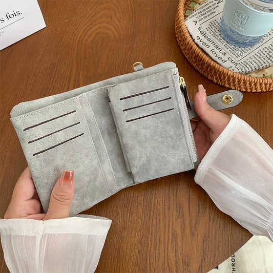 High Quality Buckle Hook Short Ladies Wallet