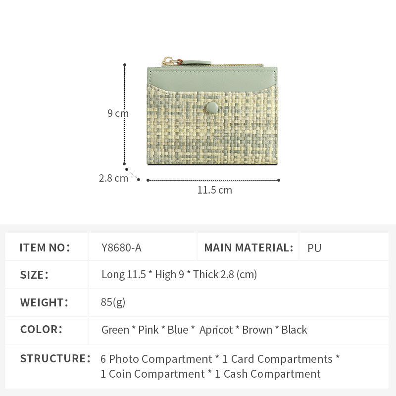 Premium Woven Short Womens Wallet | Multi-Card Compact Zip Coin Purse