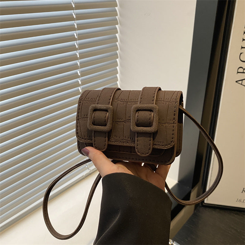 Vintage Buckle Mini Crossbody Bag – Retro PU Leather Shoulder Bag