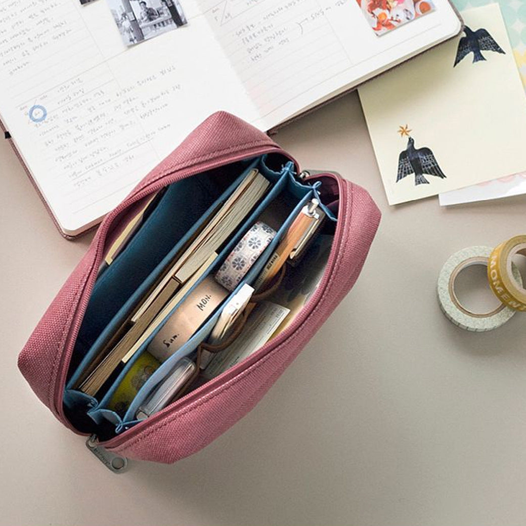 Korean Style Waterproof Thick Nylon Cloth Stationery Bag