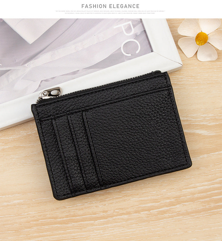 Slim PU Leather Card Holder Wallet | Zipper Coin Purse with Multi Card Slots