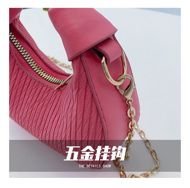 Womens Crescent Shoulder Bag | Premium Chain Strap Armpit Handbag for Daily Style
