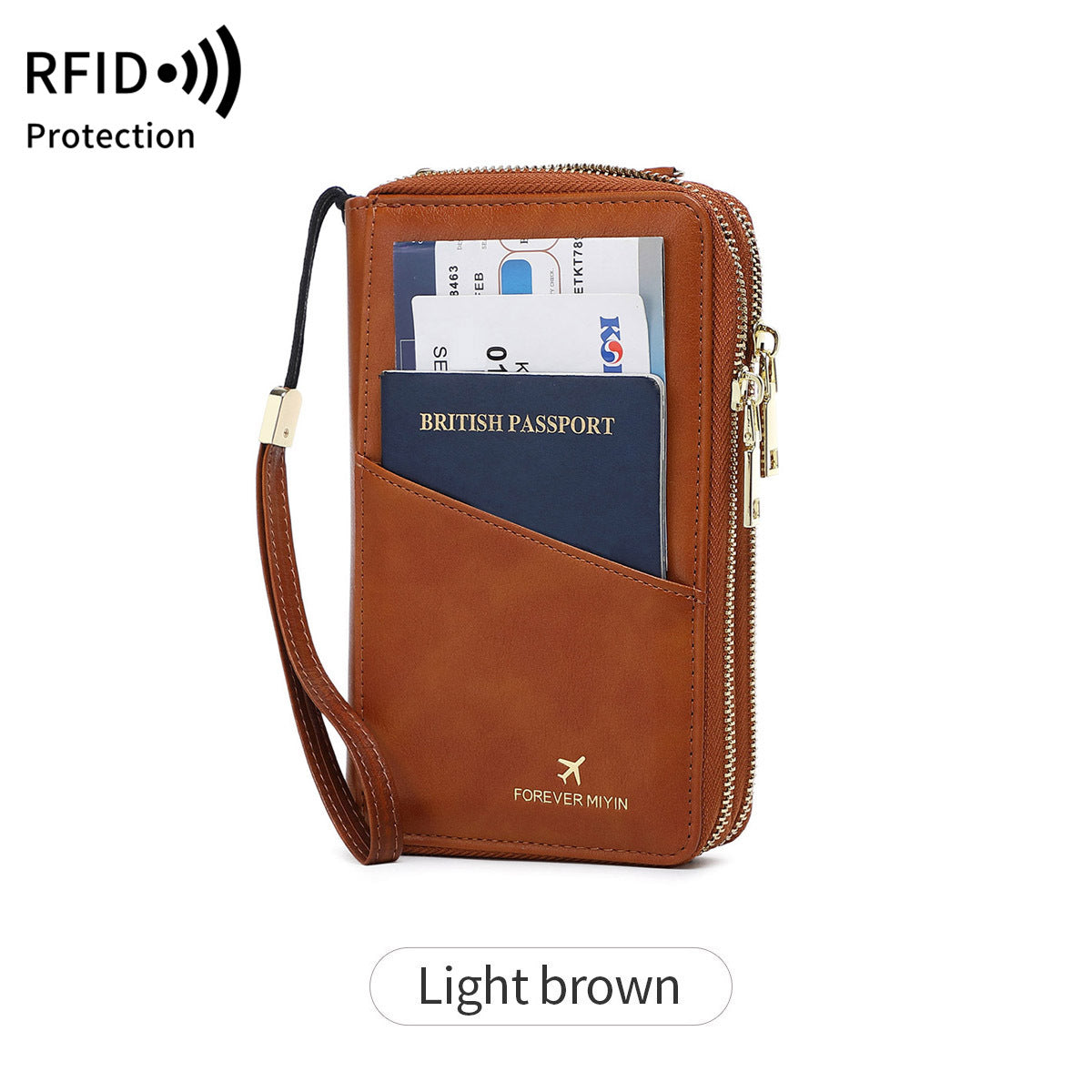 High Quality Multi Functional Double Zipper Passport Bag