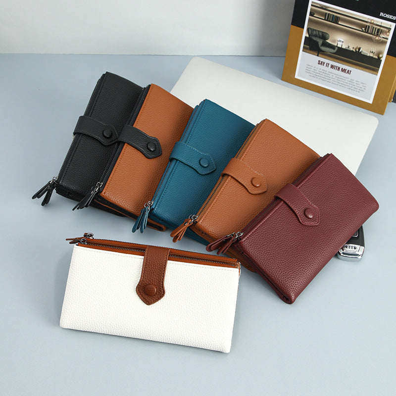 RFID Protected Pebbled Pattern Women's Clutch Wallet