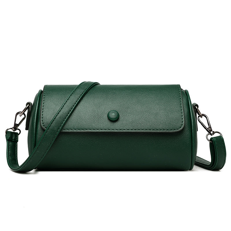 Versatile Solid Color Cylinder Shape Women's Shoulder bag