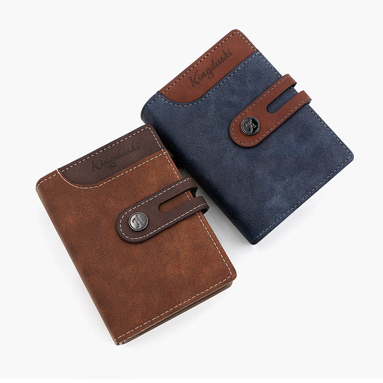 Side Zipper Versatile Bi-Fold Buckle Wallet for Men