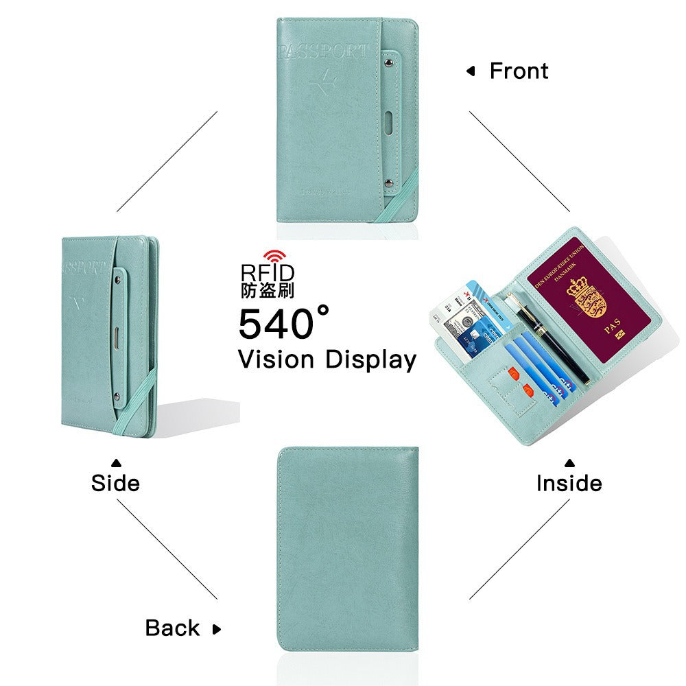 RFID protected Multi functional Bi Fold Passport Wallet
