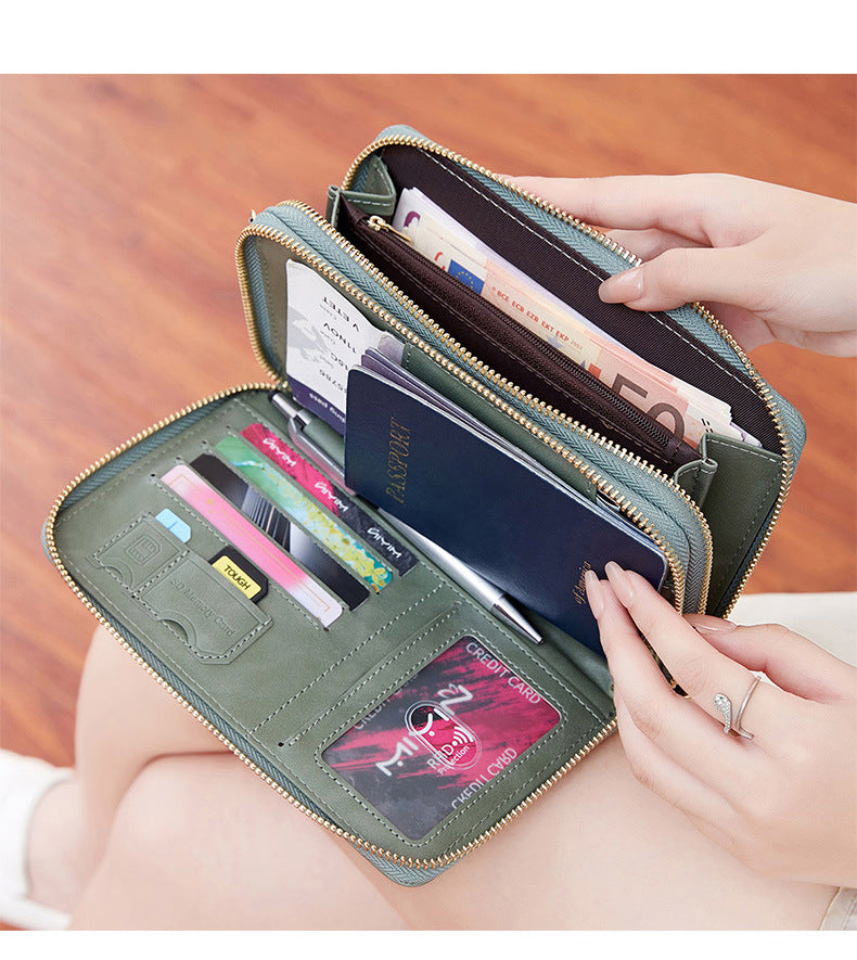 High Quality Multi Functional Double Zipper Passport Bag