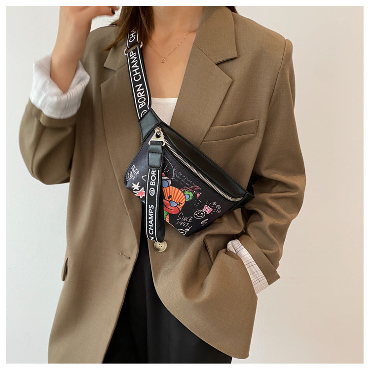 Premium Quality Graffiti Painted Compact Crossbody Bag