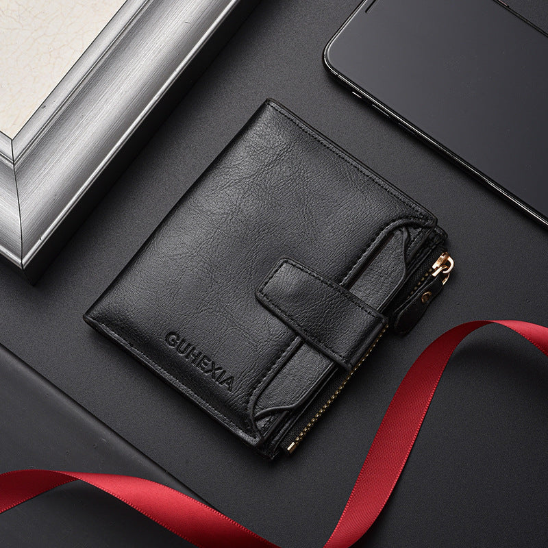 Vintage Oil Wax Leather Texture Men's Wallet