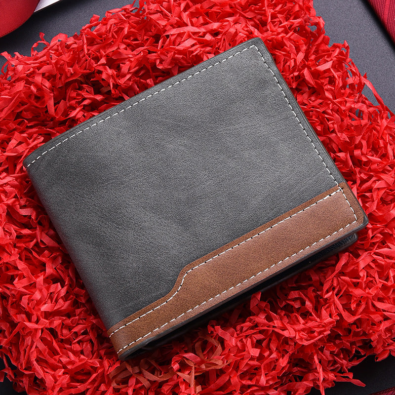 Horizontal Bi-fold PU leather Multi-Card Space Retro Men's Wallet