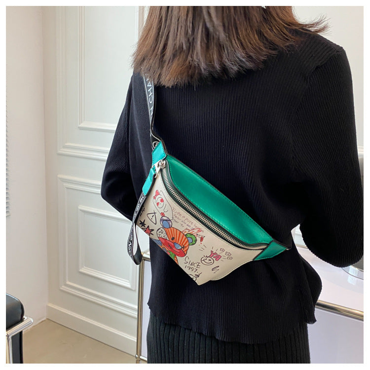 Premium Quality Graffiti Painted Compact Crossbody Bag