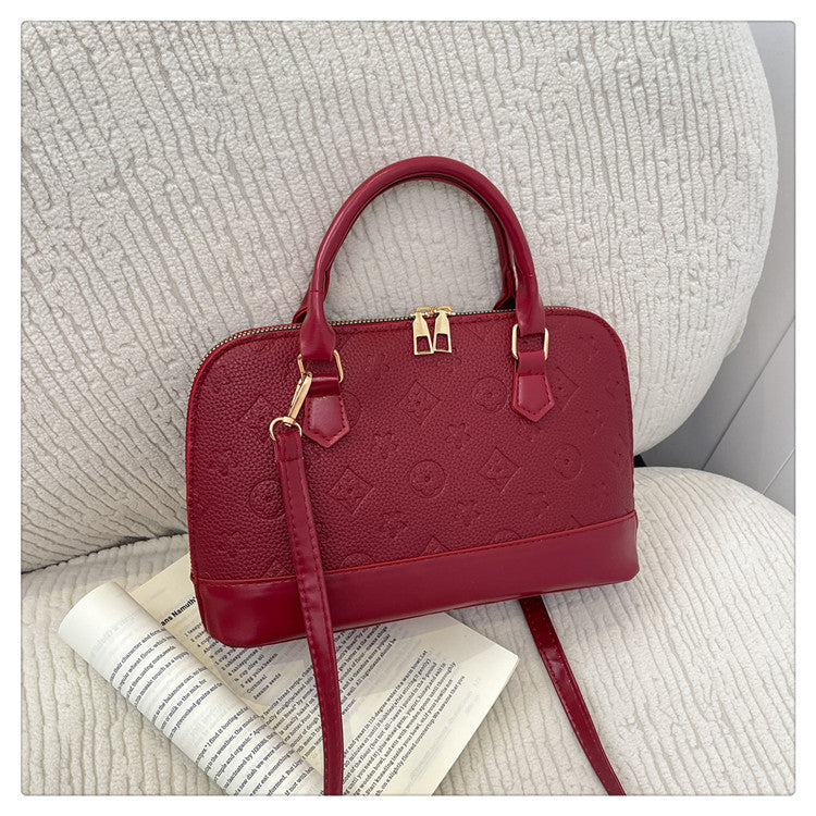 Womens Luxury Shell Crossbody Handbag | Elegant Embossed Top Handle Shoulder Bag