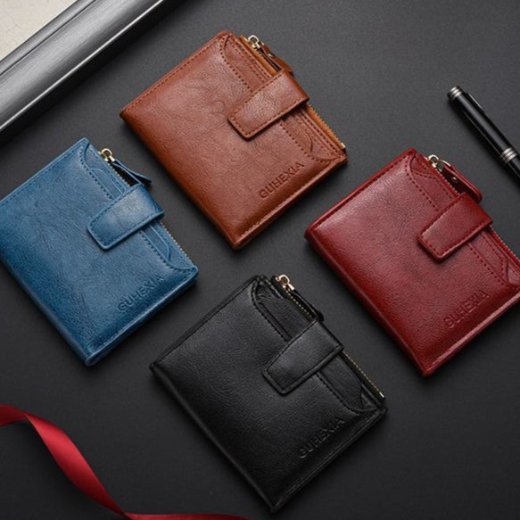 Vintage Oil Wax Leather Texture Men's Wallet