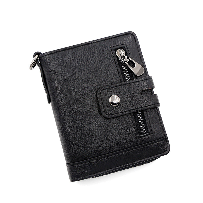 Vertical Vintage Multi Functional Zipper Men's Wallet