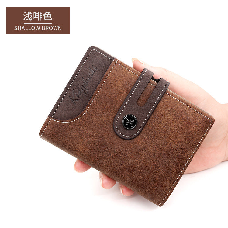 Side Zipper Versatile Bi-Fold Buckle Wallet for Men