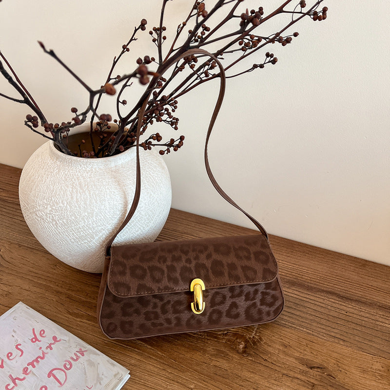 Womens Leopard Print Shoulder Crossbody Bag | Korean Vintage Mini Square Handbag