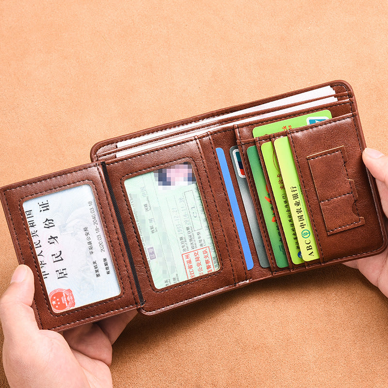 Multi Chambered Tri Fold Compact Wallet for Men