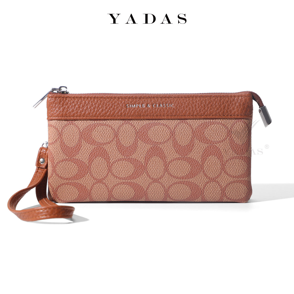 Premium Brand Texture Zipper Wrist Purse for Women