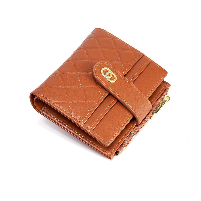 Multi-Purpose Short Belt Buckle Women's Folding Wallet