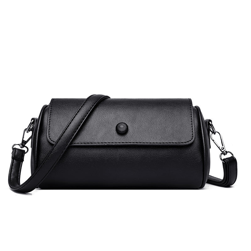 Versatile Solid Color Cylinder Shape Women's Shoulder bag