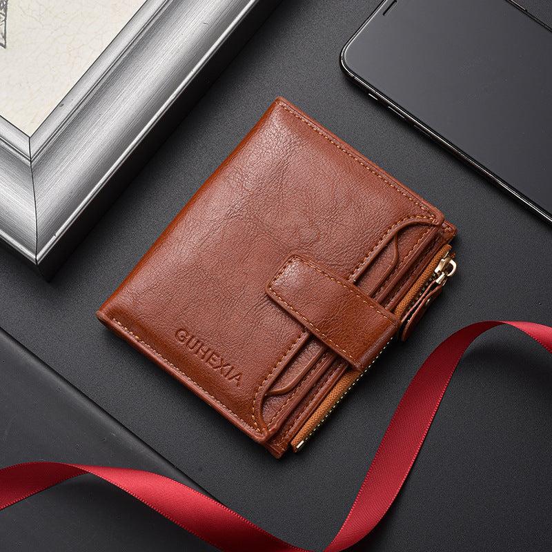 Vintage Oil Wax Leather Texture Men's Wallet