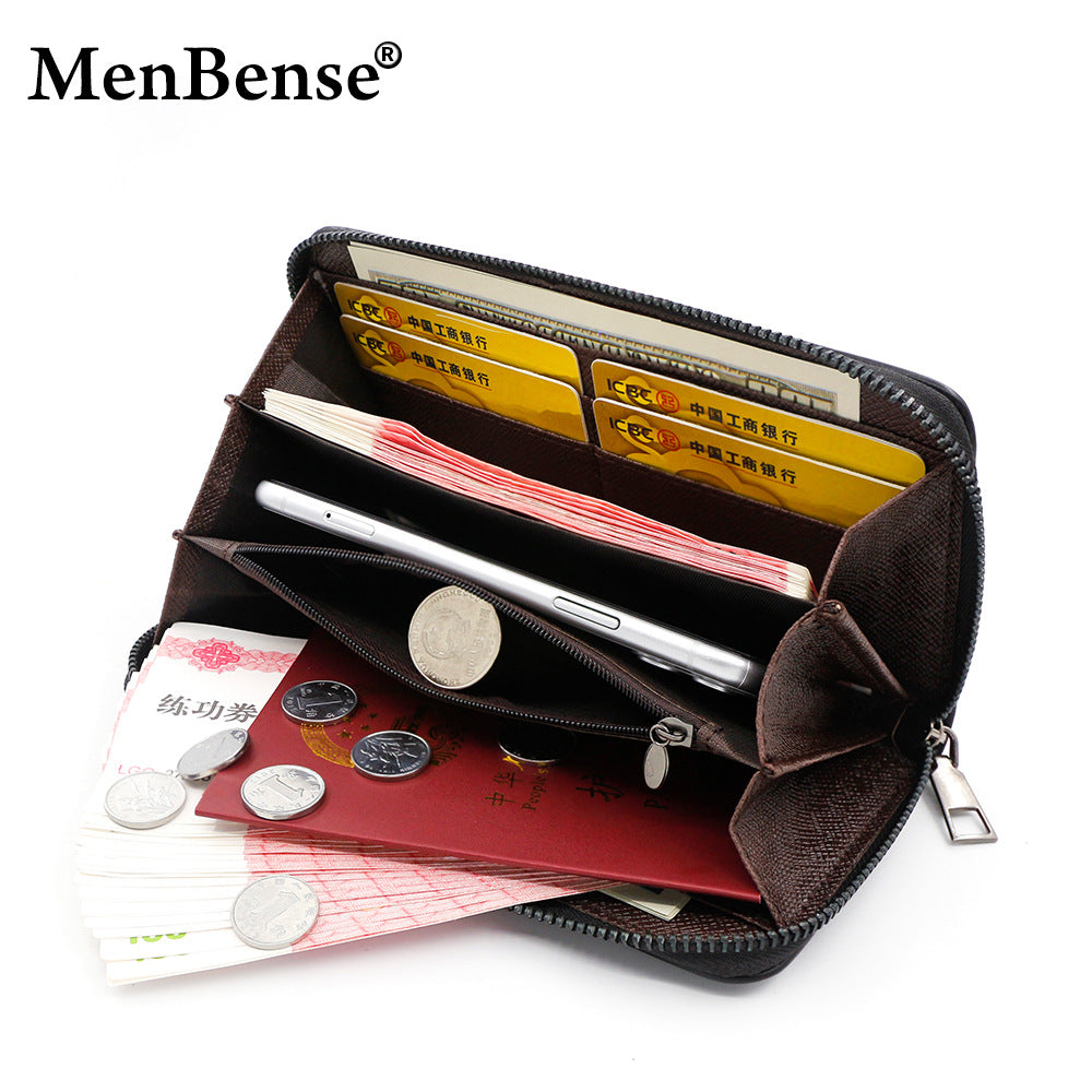 Premium Men's Long Clutch Wallet with Wrist Strap