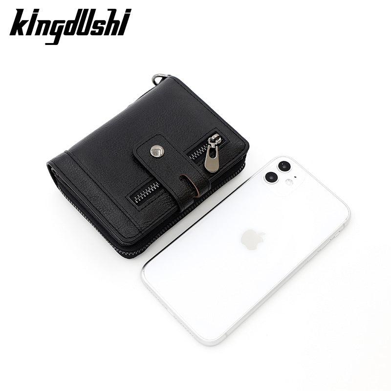 Vertical Vintage Multi Functional Zipper Men's Wallet