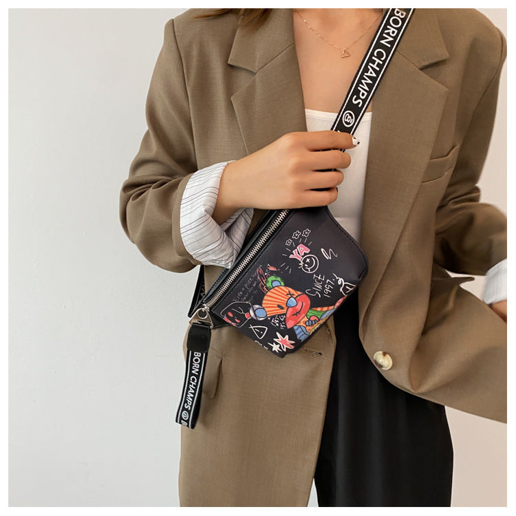 Premium Quality Graffiti Painted Compact Crossbody Bag