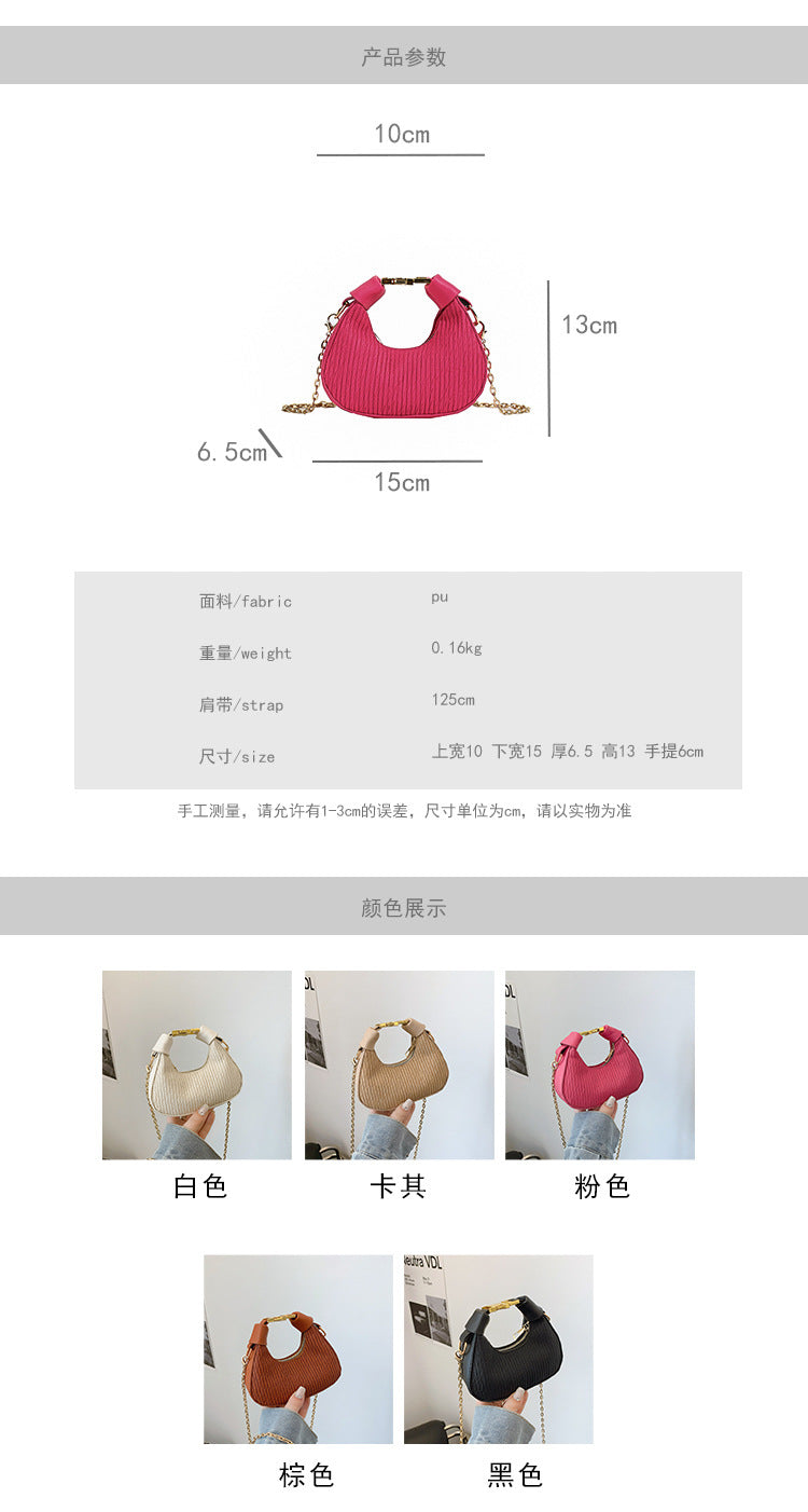 Womens Crescent Shoulder Bag | Premium Chain Strap Armpit Handbag for Daily Style